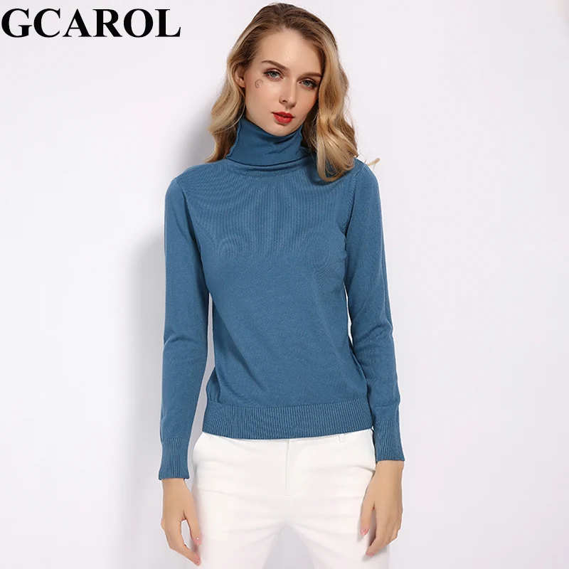 GCAROL, новинка, женский свитер из 30% шерсти, водолазка, Осень-зима, джемпер, вязаный, базовый пуловер, Одноцветный, OL, Женский вязаный Топ