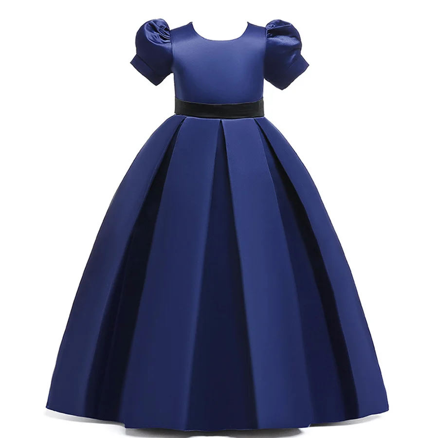 Новые Элегантные платья для девочек одноцветное Цвет длинное платье принцессы