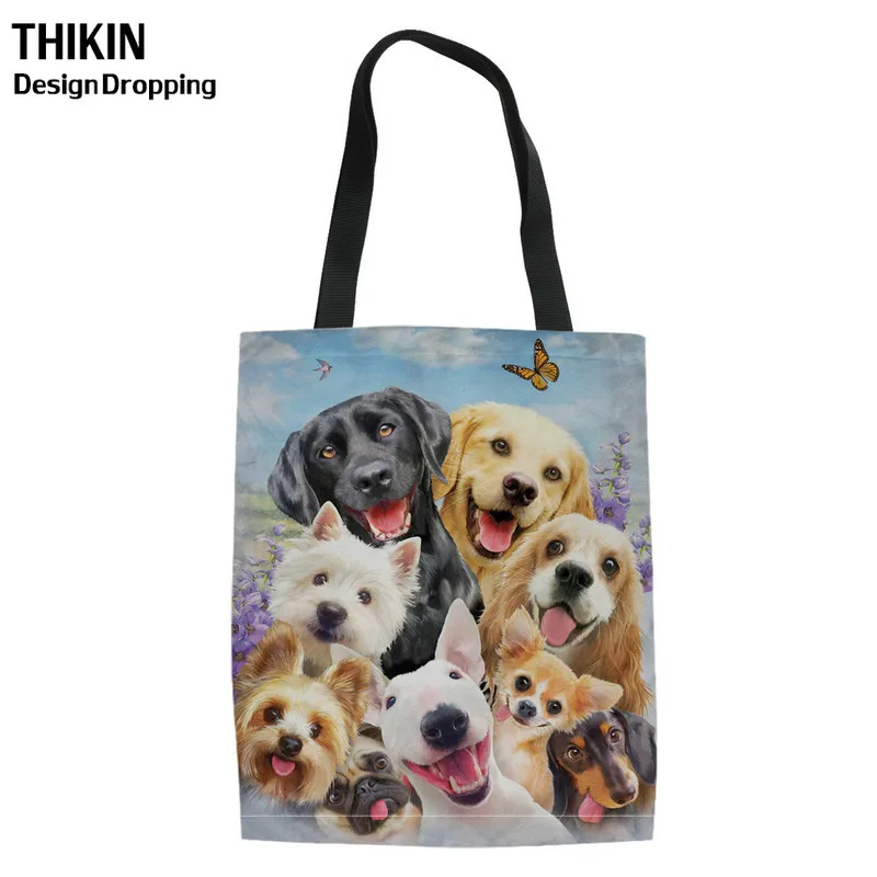 Многоразовые сумки для покупок THIKIN девочек милая холщовая женская сумка-тоут с