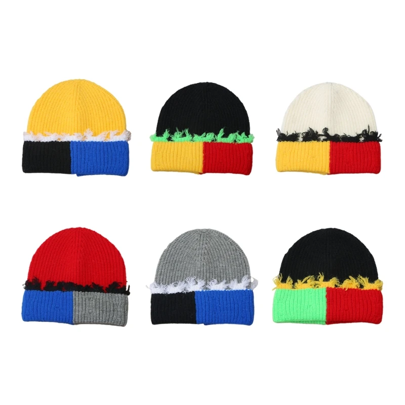 

Korean Version Color Matching Knit Hat Stretch Knit Beanie Outdoor Sports Trendy