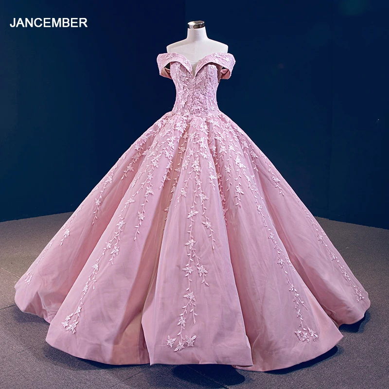 

Розовое вечернее платье с открытыми плечами J66590, кружевное вечернее платье размера плюс, vestido de noche talla grande