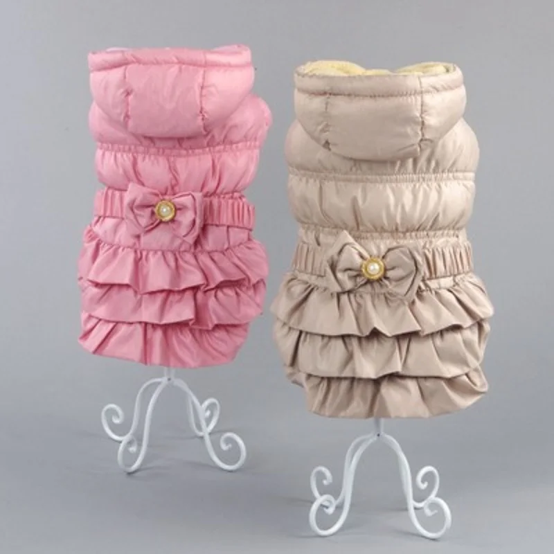 Роскошное зимнее пальто для собаки теплое платье принцессы питомца зимняя