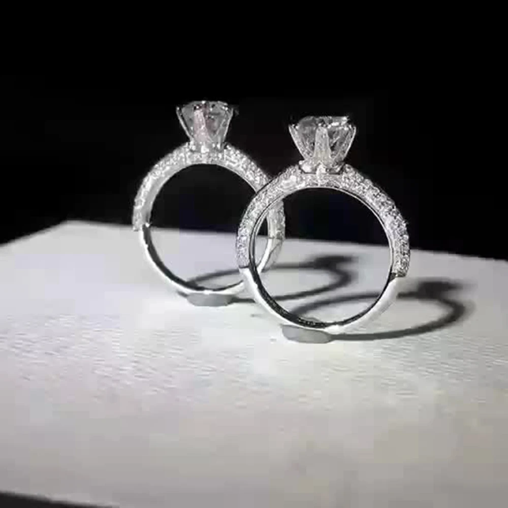 VVS Moissanite Rings For Women One Row Iced Out Real Diamond Finger Ring Jewelry Men High-End Jewelry Pass Tester Free Ship