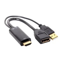 hdmi compatible male to dp displayport female with micro usb power converter cable for pc laptop computer monitor