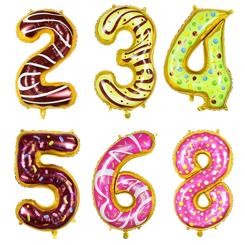 

32inch Ice Cream Color 0-9 Number Balloon Creative Aluminum Foil Digital Globos Baby Shower Birthday Party Decor Inflate Balls