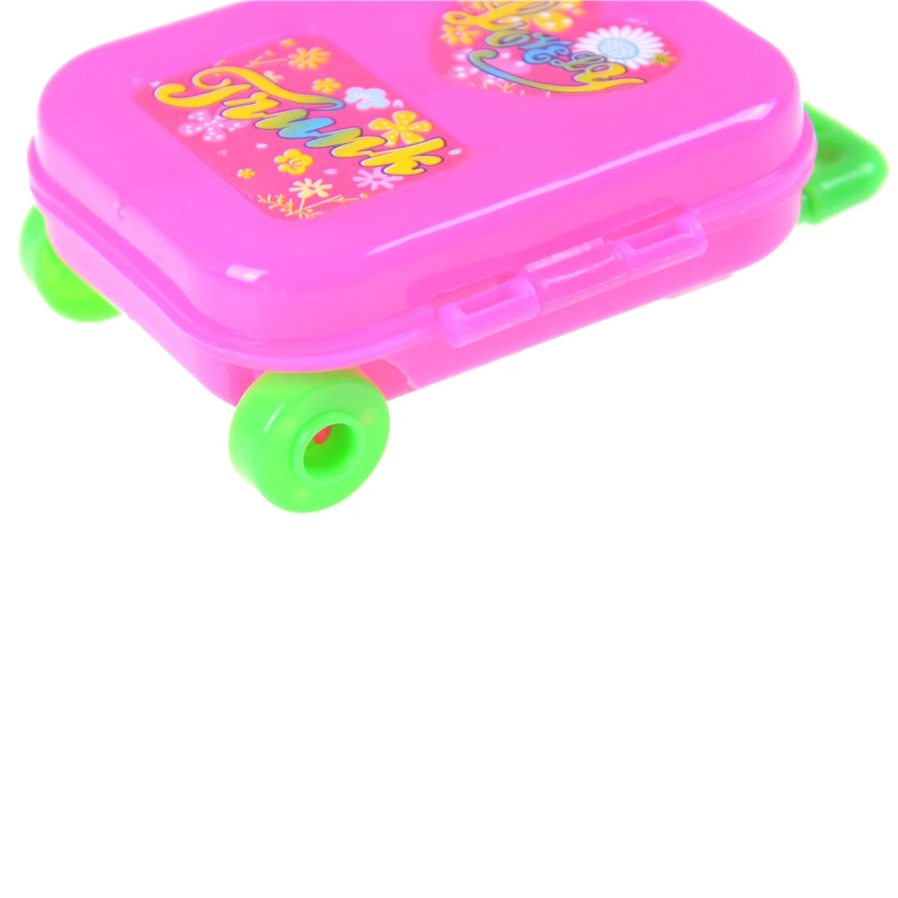 

New Fashion Doll 3D Travel Train Suitcase Plastic Furniture Dollhouse Accessories Kids Toys Play House Luggage For Doll
