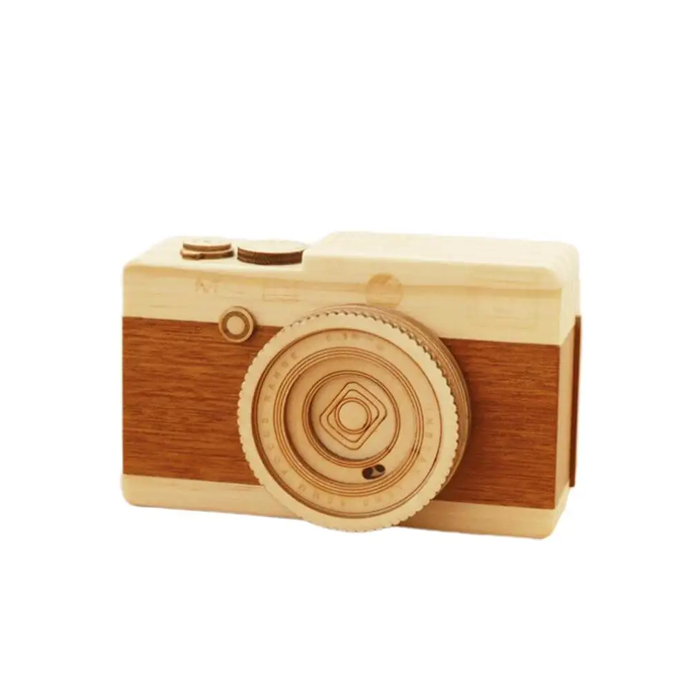 

Kuulee Creative Retro Camera Styling Wooden Music Box Gift For Christmas Happy Birthday New Year Gift Children Gift
