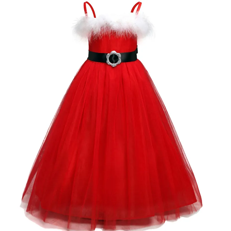 Red Dress 1 Рождественские вечерние платья для девочек, костюм снеговика детское рождественское платье красная юбка с блестками для девочек, платье подарок на год, зимние платья - Цвет: Red Dress 1