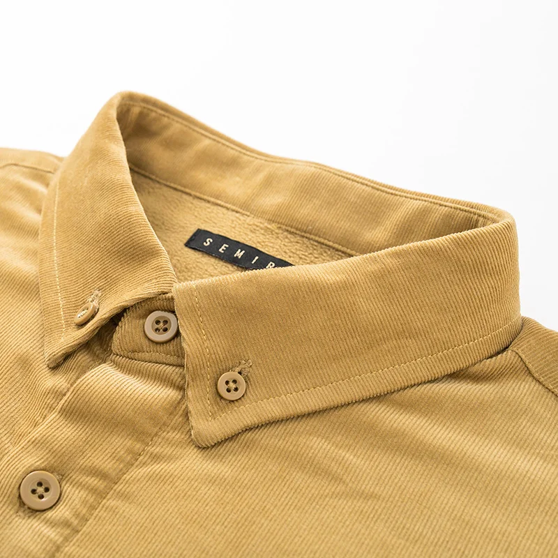 Рубашка SEMIR мужская с длинным рукавом однотонная Вельветовая флисовая рубашка