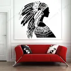 Красивая американская индийская женщина, Виниловая наклейка на стену, домашний декор, гостиная, спальня, декоративная наклейка, съемная внутренняя роспись A646