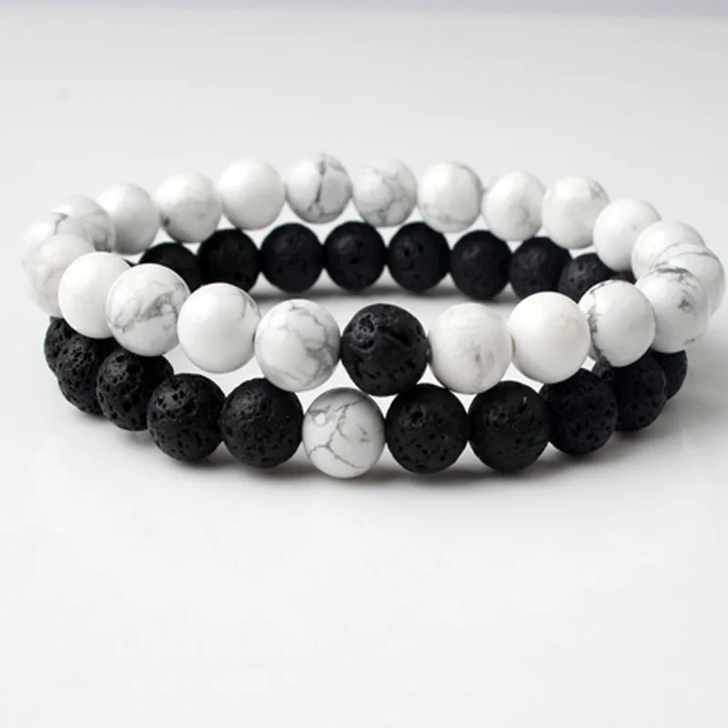 

Natural Mixed Color Bracelet 8mm Natural White Pine Volcanic Stone Bracelet Set Combination For Diy Jewelry Women Present