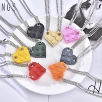 beads chain necklace building brick love heart pendant necklace for women men couple necklaces valentines gift 2021 trendy