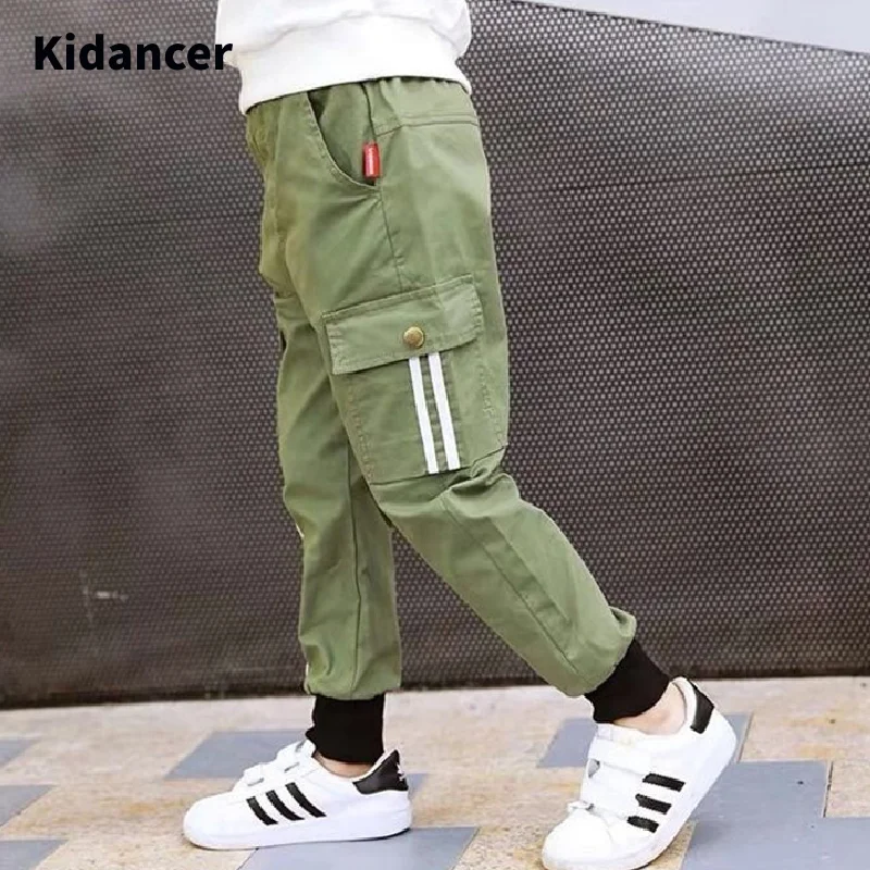 Брюки-карго детские с буквенным принтом на осень |