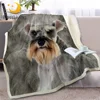 BlessLiving Schnauzer Throw Blanket on Bed Sofa 3D Dog Sherpa Fleece Blanket Animal Bedspreads Gray Fur Thin Quilt 150x200cm 1