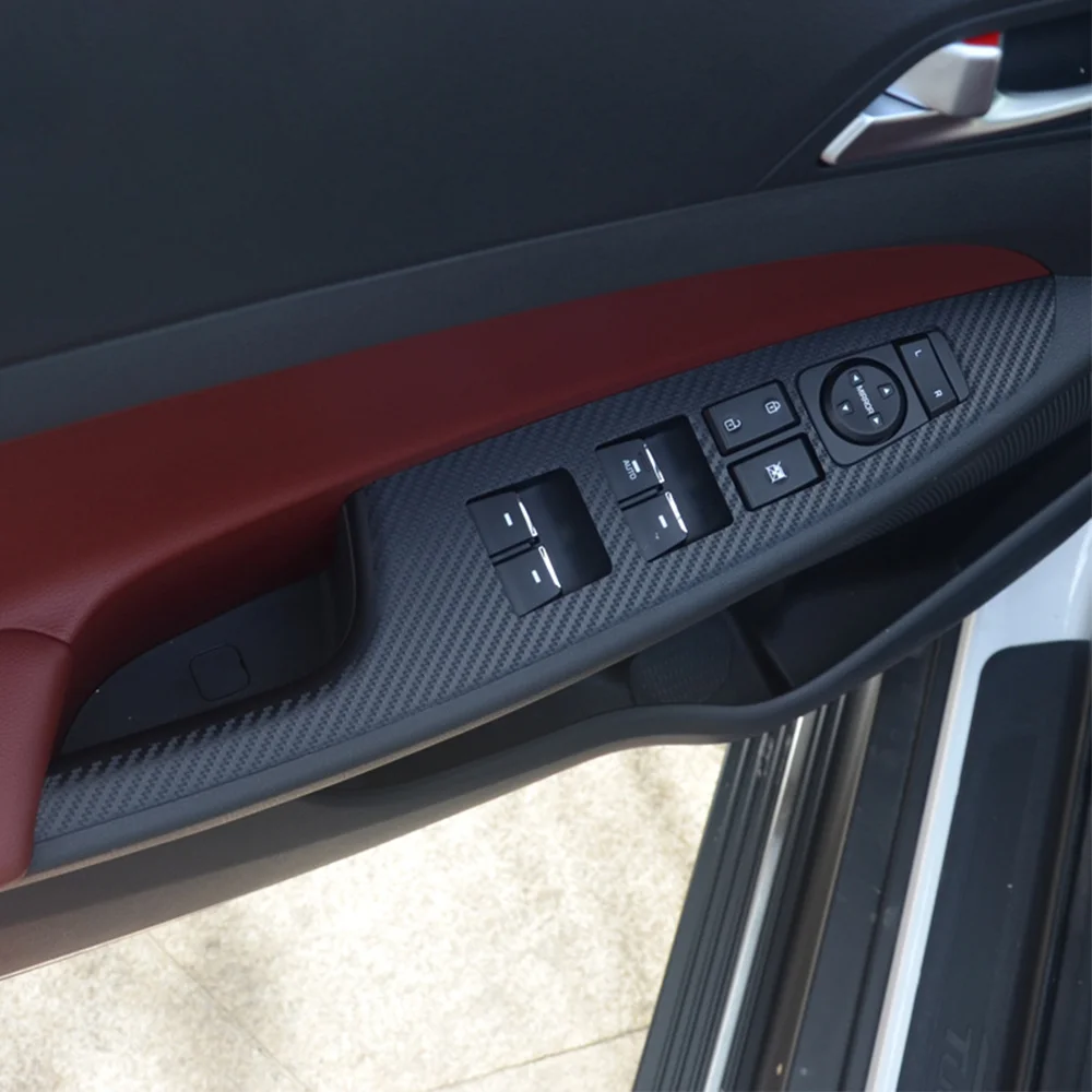 Автомобильные карбоновые наклейки кнопка подъема автомобильного окна панель