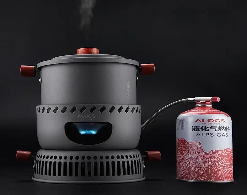 

Outdoor Cookware Camping Cooking Gas Stove Burner with 2L Pot and Windshield Backpacking Hiking Camping Picnic BBQ