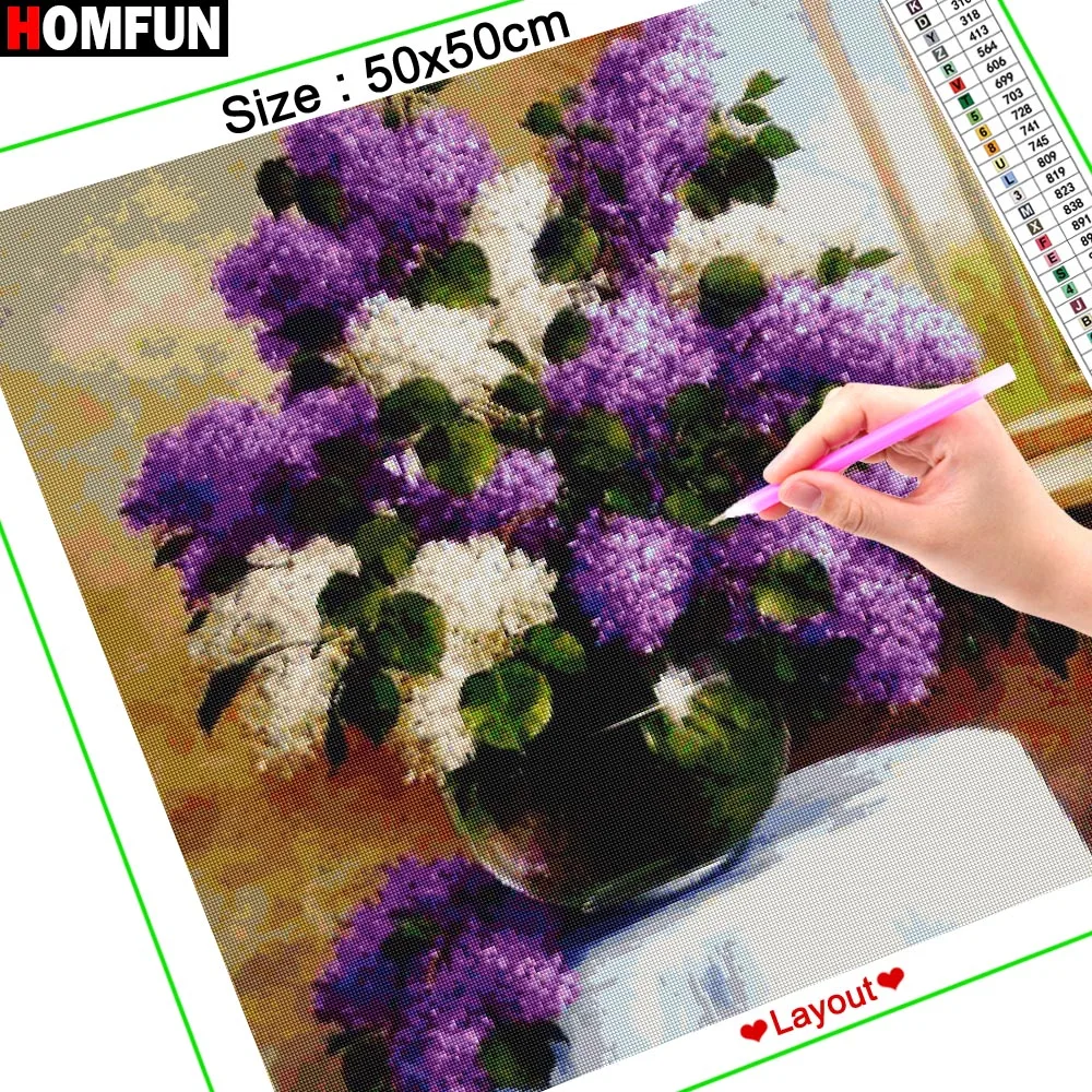 Набор для алмазной вышивки HOMFUN алмазная 5D картина цветок фиолетовое окно вышивка