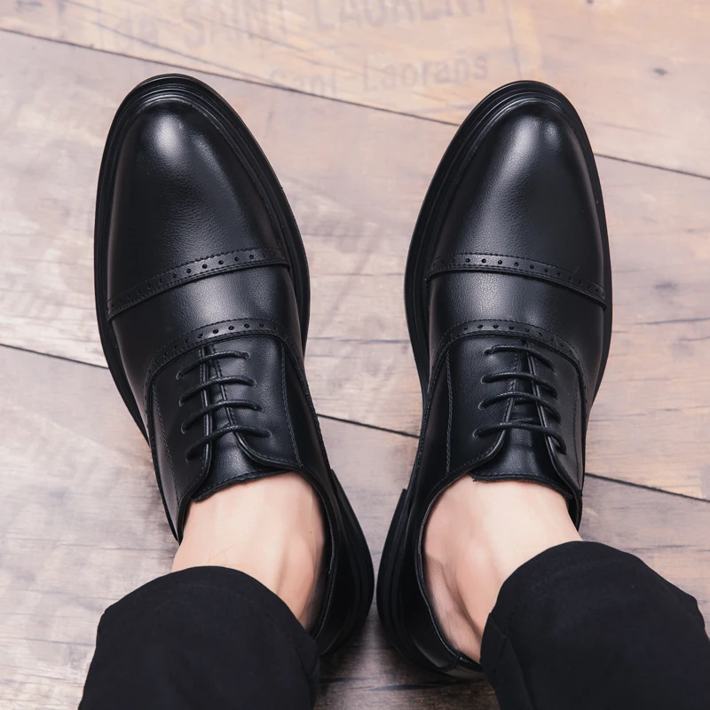 Мужские туфли Броги из спилка MOOREGOOD деловые классические оксфорды на шнуровке