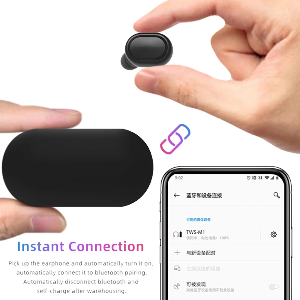 TWS M1 беспроводные Bluetooth гарнитуры воздушные точки наушники беспроводные наушники с микрофоном для iPhone Xiaomi huawei samsung телефон