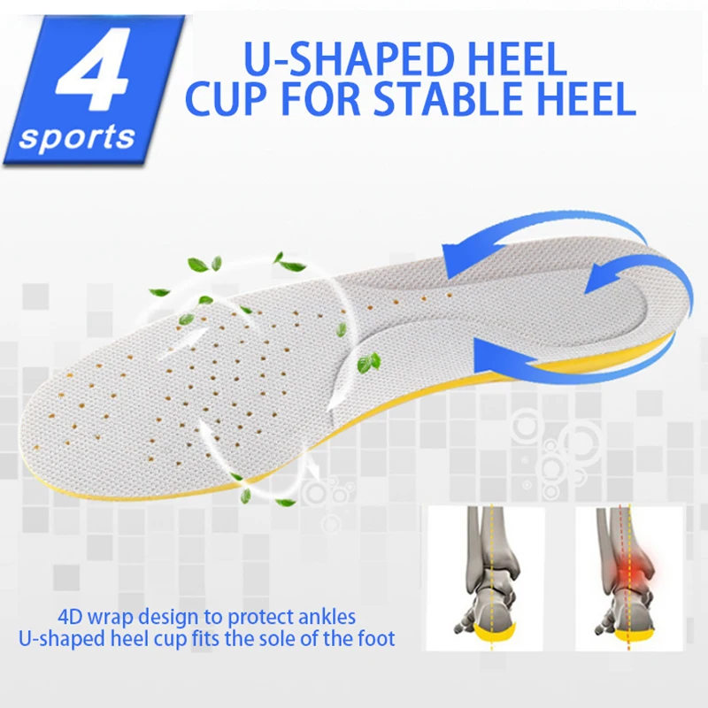 Memory Foam Sports Running insoles Breathable Deodorization insoles for Shoes Flat Feet Man Women Orthopedic Pad