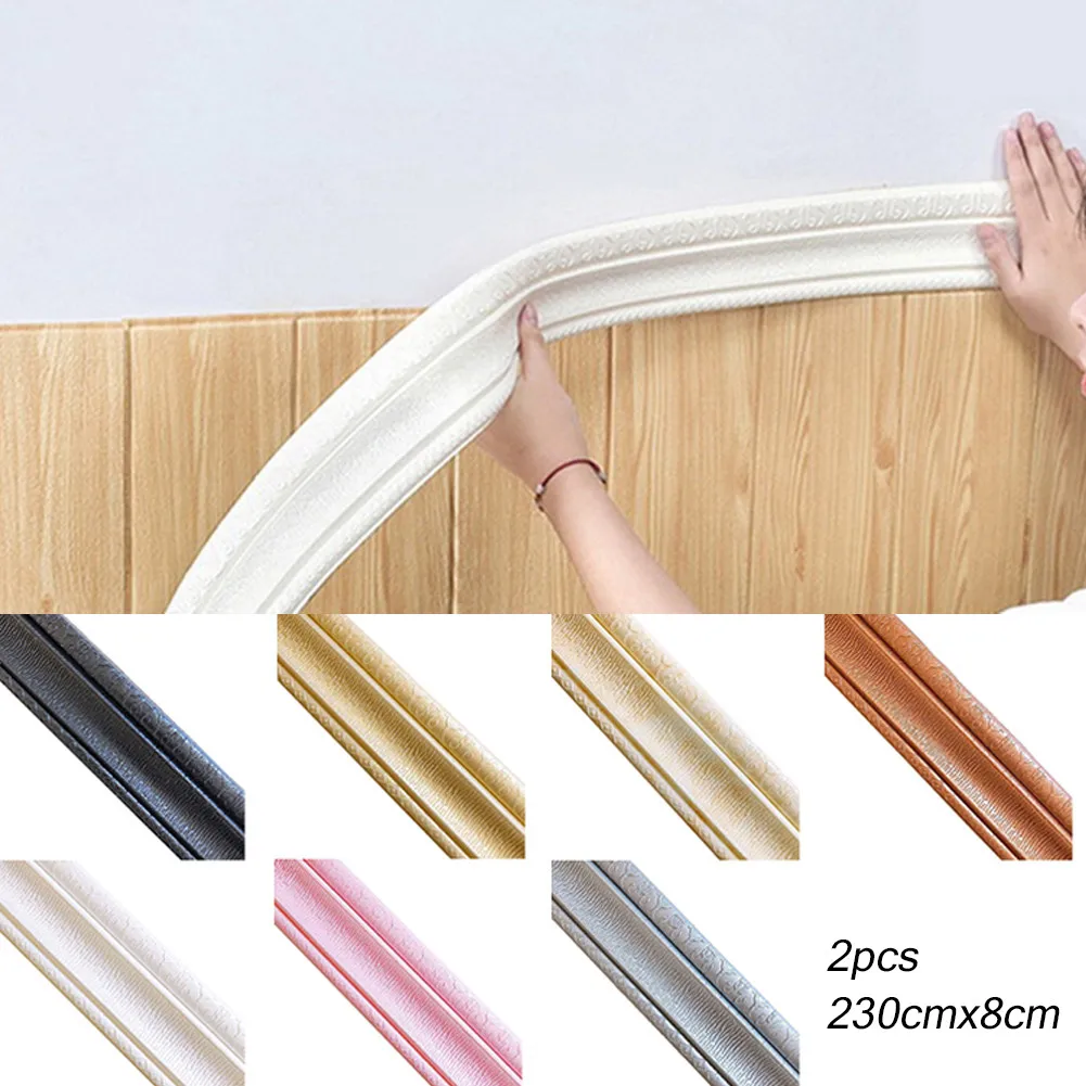 

2Pc 2.3M PVC Foam Tile Brick Wall Sticker Adhesive Wall Sealing Strip Trim Line Skirting Border Sticker Home Decor Stickers