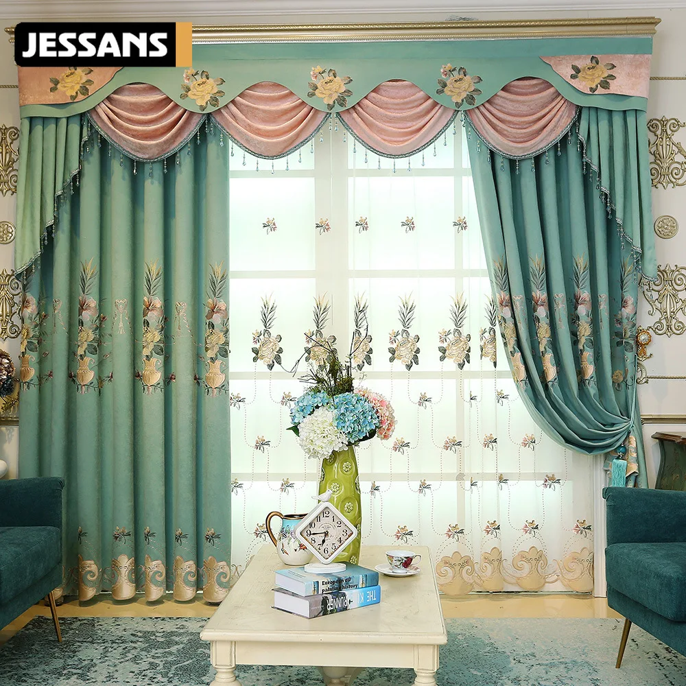 Роскошные шторы в скандинавском стиле с вышивкой навес ламбрекен европейская