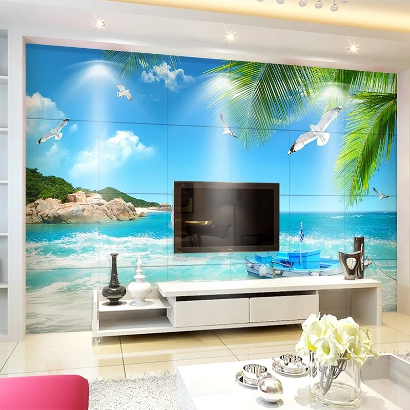 

Dropship Custom 3D Mural Wallpaper 3D Romantic Dolphin Bay Seascape Bedroom TV Background 3 D Wallpaper for Walls Blue Wallpaper