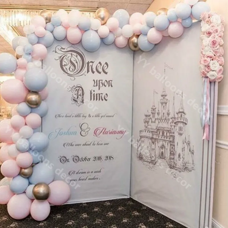 108 шт шаров гирлянды арочный комплект белого розового и синего цвета с золотыми