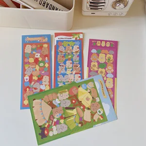 1 лист Симпатичные Белка, декоративными оборками и вышивкой с медведем; Наклейки в Корейском стиле Скрапбукинг ярлыком журнал канцелярские альбом стикеры школьные принадлежности