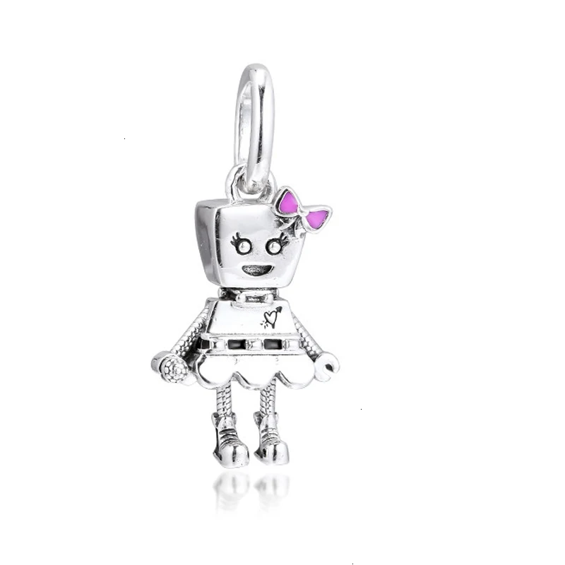 MEEIE подлинный 925 пробы серебряный браслет Bella Bot в стиле панк Подвеска подвеска