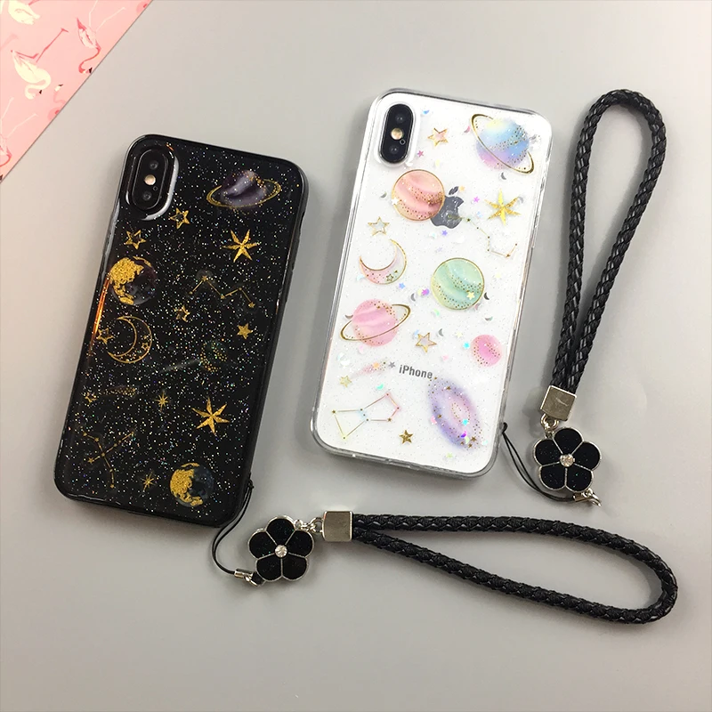 Роскошный эпоксидный чехол для iPhone X XS XR Max Back 7 8 6 6S Plus 5 5S SE планета звезда