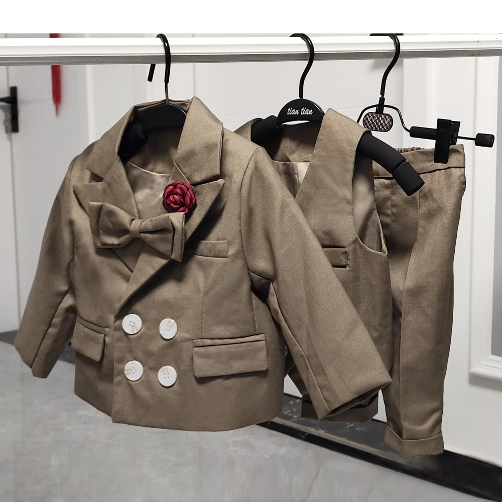 Костюмы для мальчиков на свадьбу Детские блейзеры цвета хаки маленьких