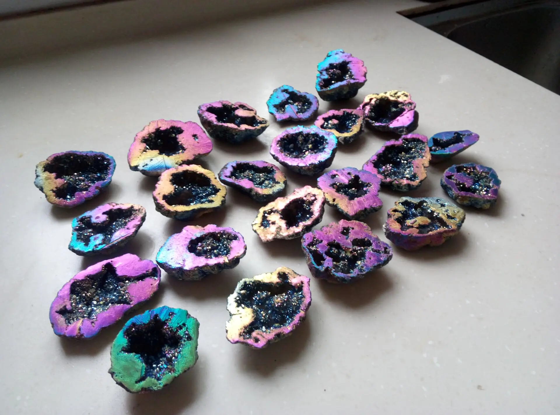 2 фунта Радуга aura bismuth Титан кремний минеральный геод Агат корнукопия|Камни| |