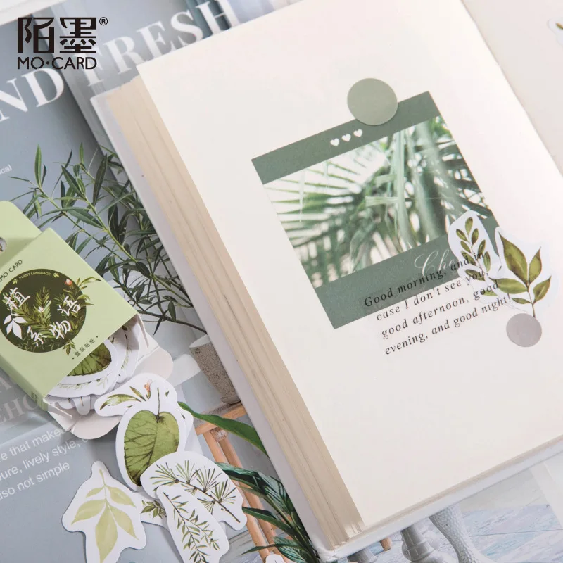 

45pcs/box Plant Family Leaf Decorative Adhesive Tape Masking Tape For Stickers Scrapbooking DIY Stationery Tape
