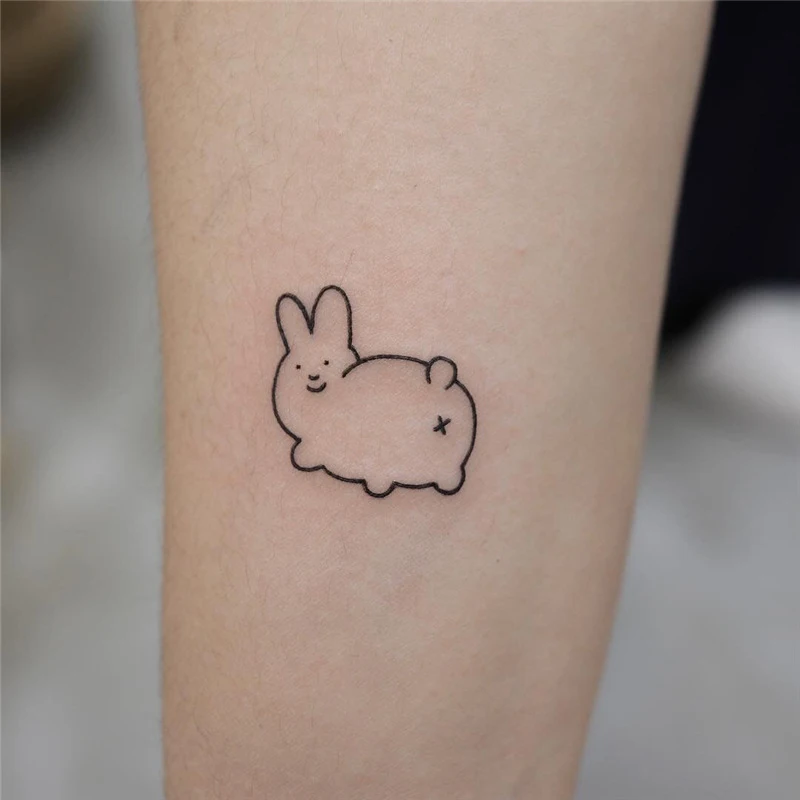 

Waterproof Temporary Tattoo Sticker Cartoon Cute Bunny Small Size Body Art Fake Tatto Flash Tatoo Wrist Foot Hand for Men Women