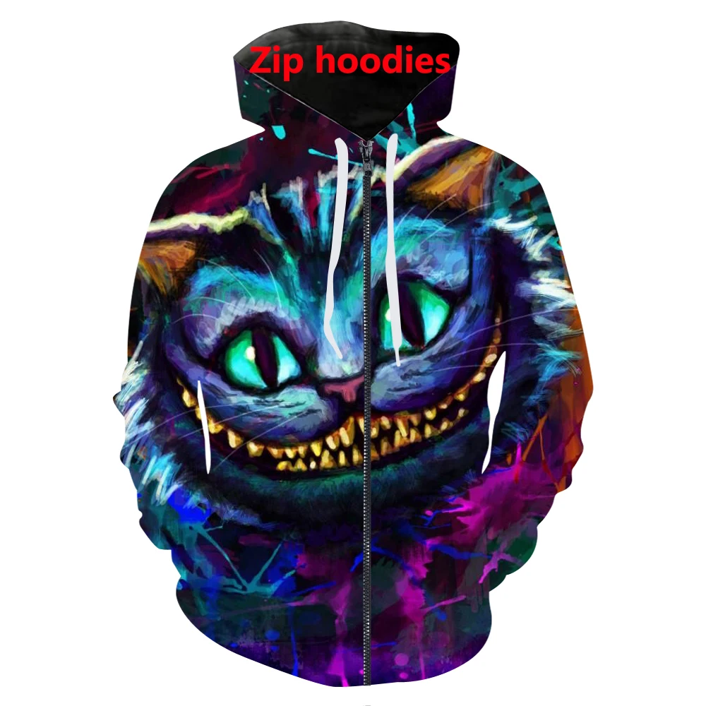 Футболка с 3d принтом Чеширского кота/толстовки/брюки модный мужской Харадзюку