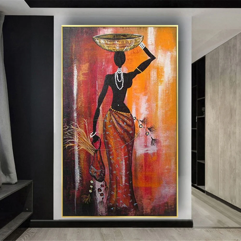 

Hand-painted Large interior canvas Wall Art abstract oil Painting on Canvas home wall Decor Painting Orange figure oil picture