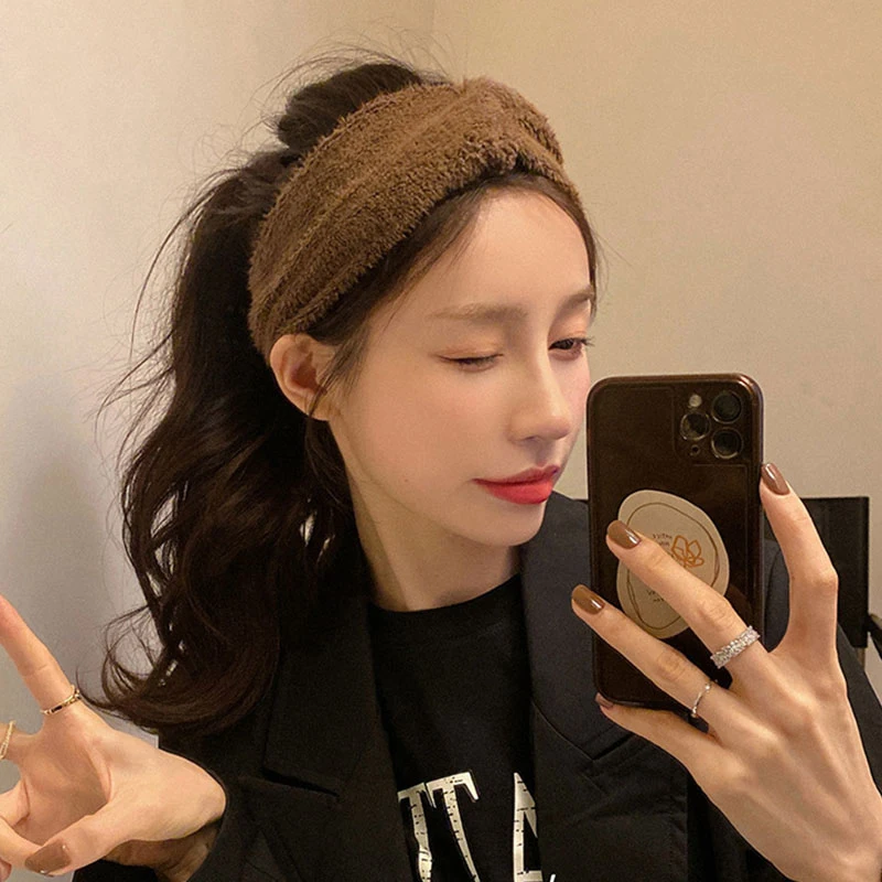 

Женская плюшевая повязка на голову, однотонная теплая плюшевая повязка на голову с пушистым бантом