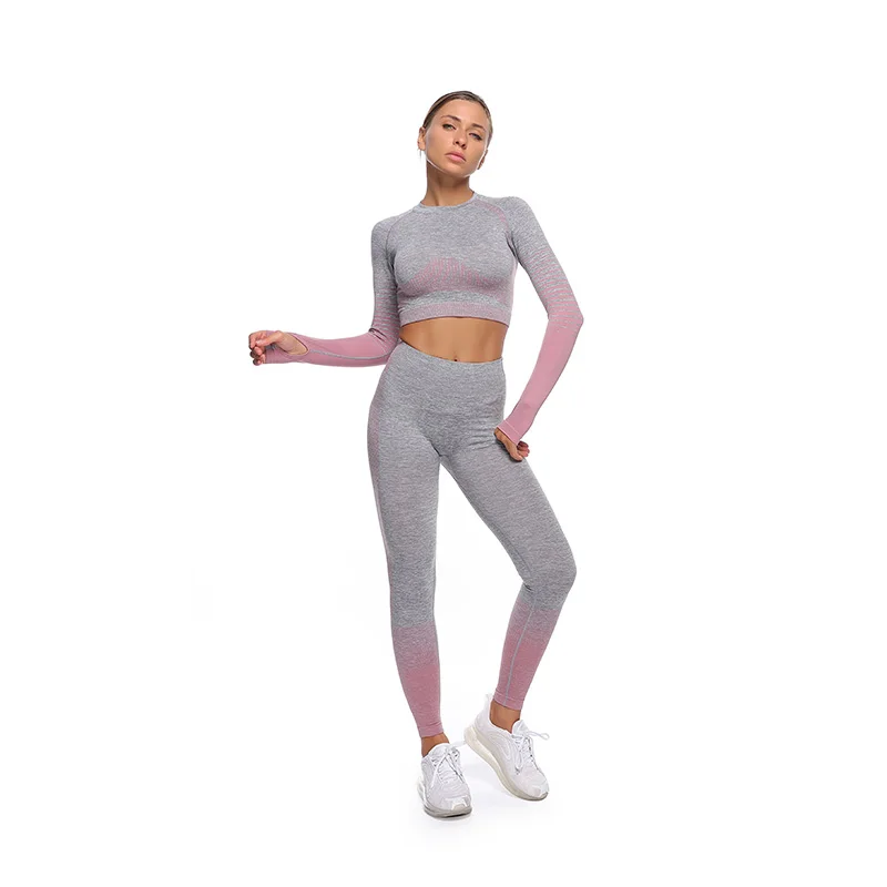 

Yoga Sets Women Gym Clothes Sportwear Woman Fitness Sets 2 Piece Long Sleeve Seamless High Waist Leggings Set 3 Pcs Sports Suit