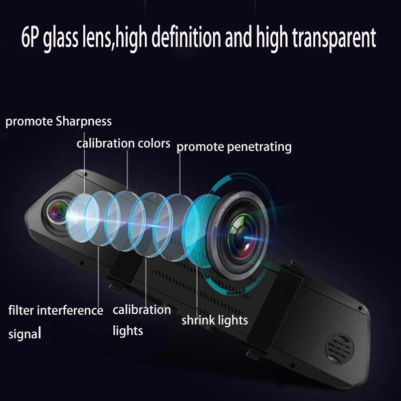 Тахограф с зеркалом заднего вида 6 86 дюйма ночное видение две линзы реверсивное