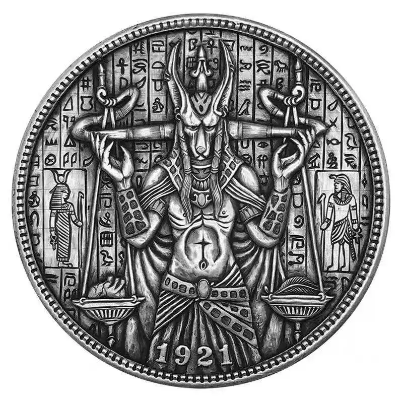 Волк Бог анубис древнее египетское сердце и перо ретро кулон в виде монеты | Дом