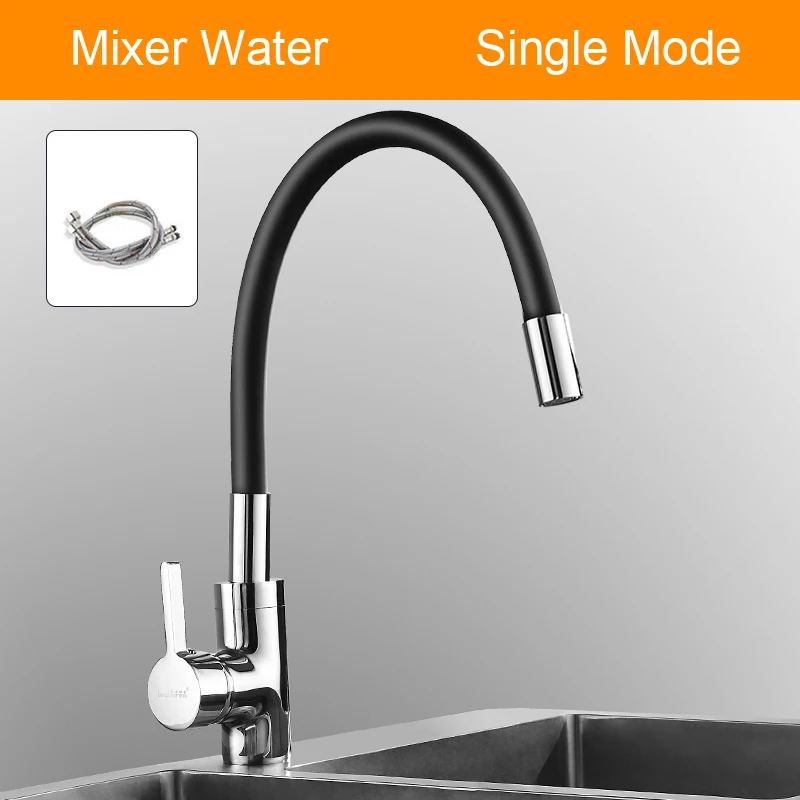 Senlesen Single Cold& Mixer Water Kitchen Faucet Silica Gel Nose Any Direction Rotating Torneira Cozinha Single Handle Tap - Цвет: mixer 1-way