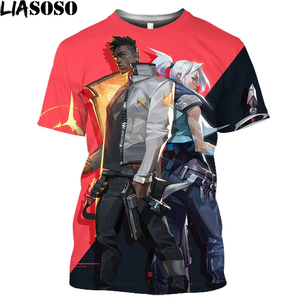 

LIASOSO 3D Print Game Valorant Funny T Shirts Streetwear Men Women Game T-shirt Summer Hip Hop Plus Size Tops Tees
