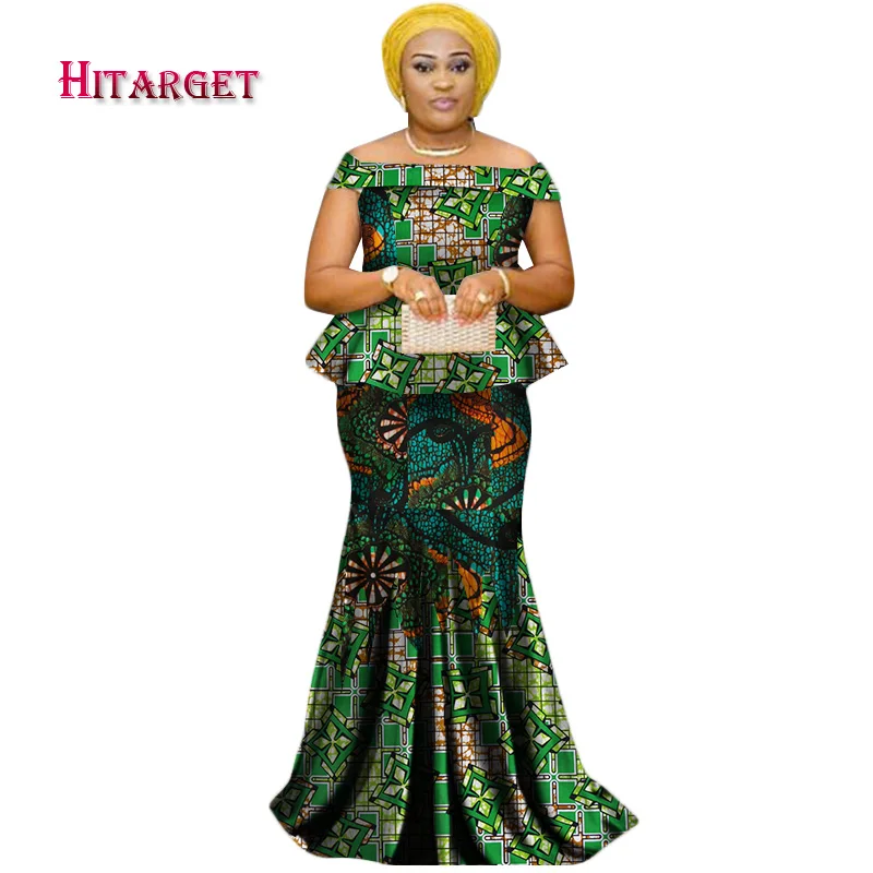 Осенние африканские платья для женщин комплект из 2 предметов женские Топы с