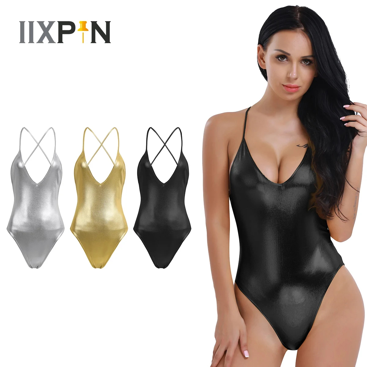 

Женский слитный купальник с глубоким V-образным вырезом и эффектом пуш-ап