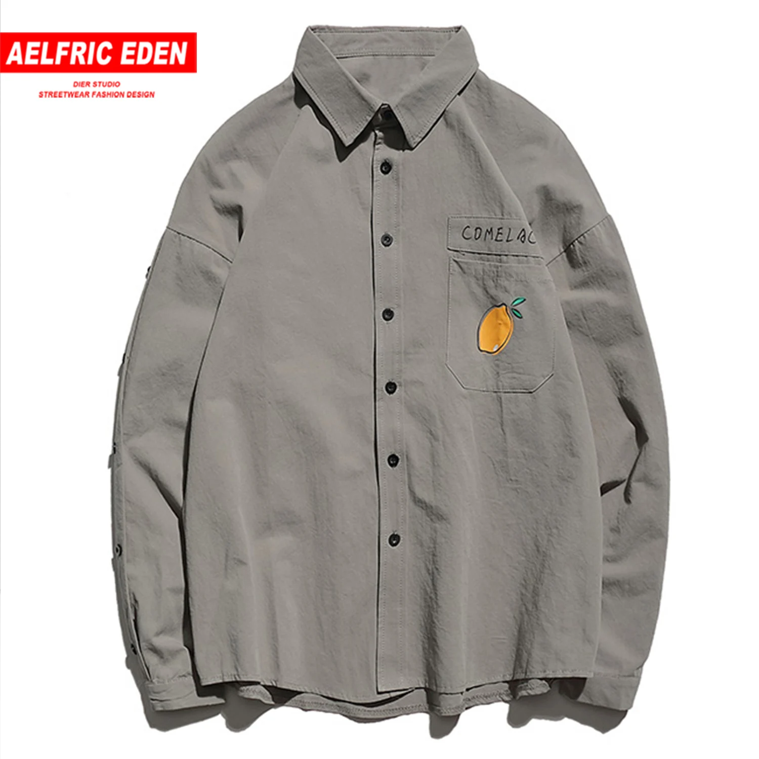 Aelfric Eden модные оранжевые мужские рубашки с принтом 2019 Харадзюку хип-хоп