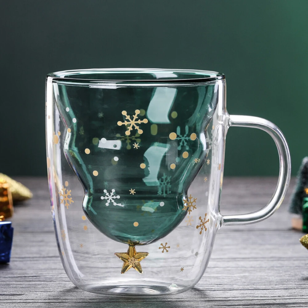 1 шт. Рождественское украшение стеклянная кружка для гостей двойная чашка