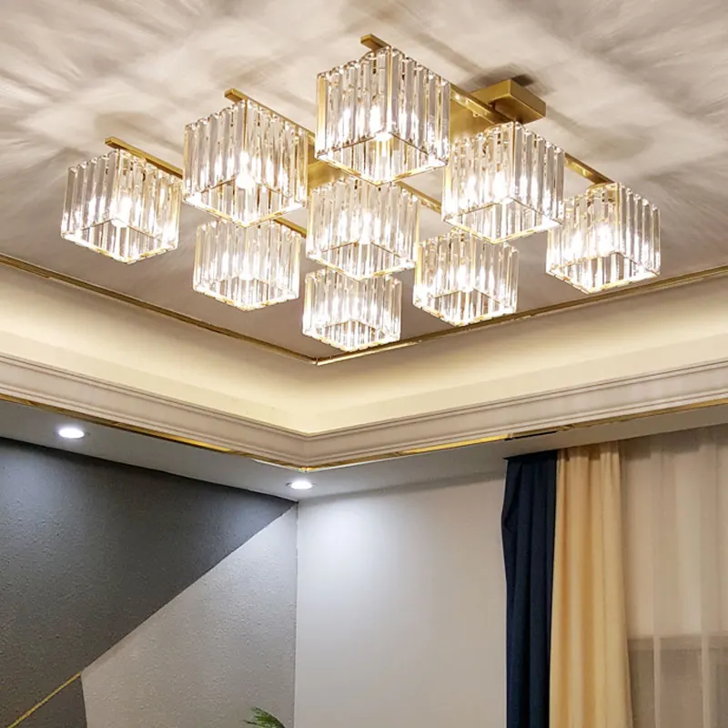 Современные Хрустальные потолочные светильники K9 квадратная светодиодная