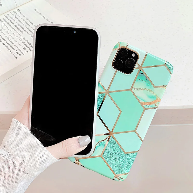 USLION покрытие мрамора IMD силиконовый чехол для iPhone 11 Pro Max X XR Xs Max мягкий чехол для телефона iPhone 6 6s 7 8 Plus чехол Fundas