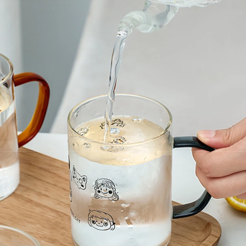 Мультяшная чашка для молока и кофе в стиле Ins с ручкой чашки сока чая завтрака